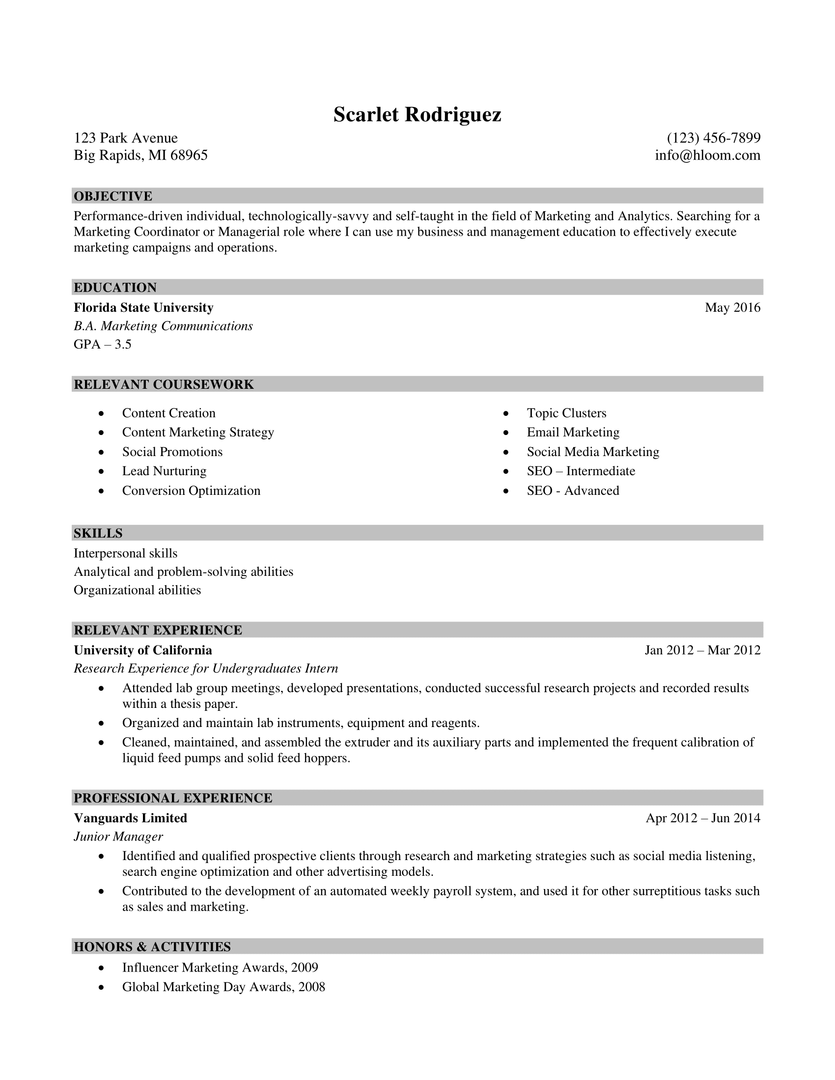 Internship Resume Template And Job Related Tips Hloom