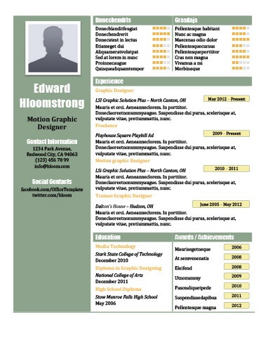 Full House Motion Graphic Designer Resume Template