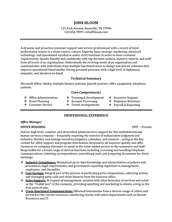 Office Manager resume template