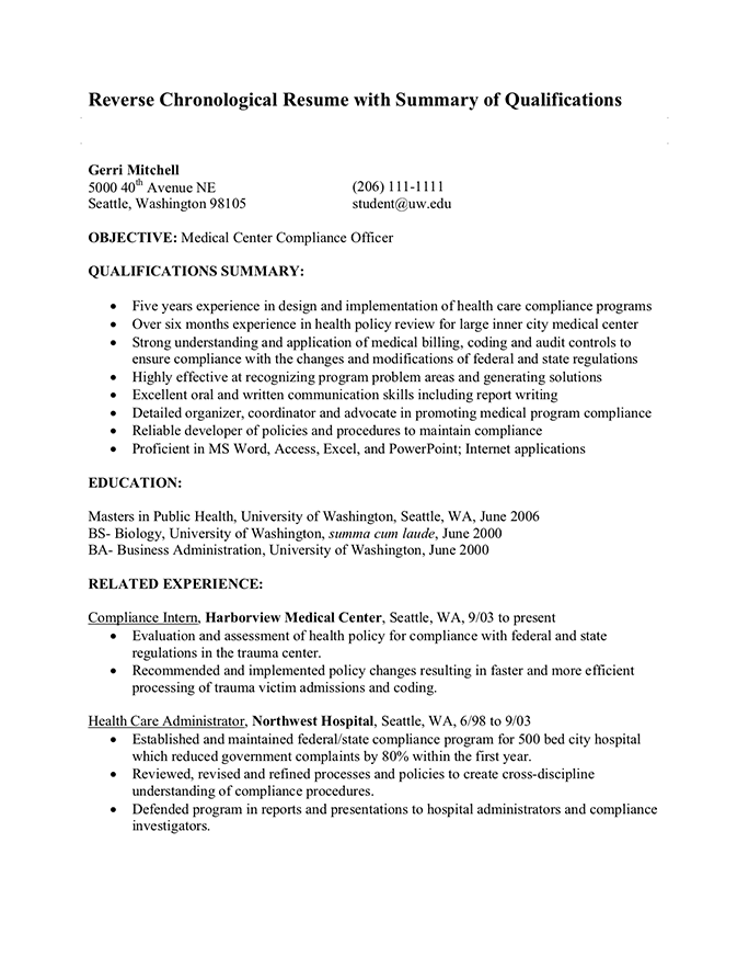 reverse chronological order resume chronological sample resumes