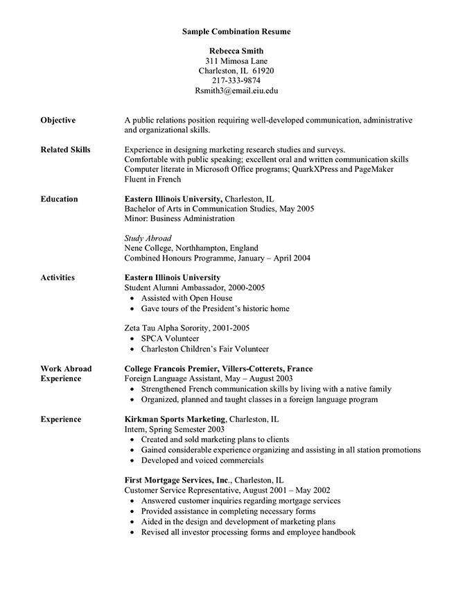 combination resume for