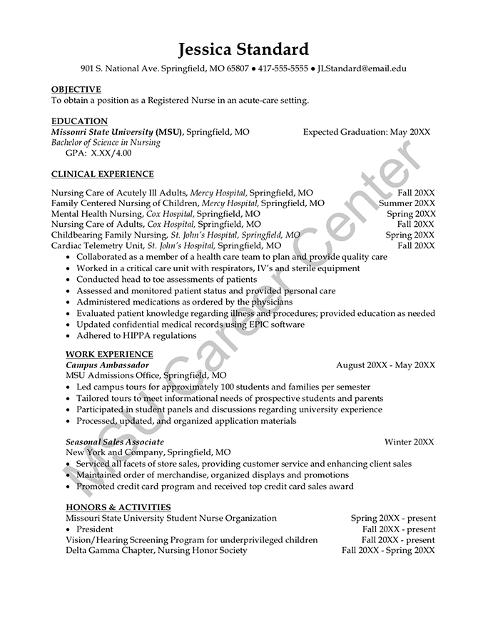 combination resume students