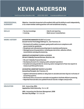 Professional associate accouting manager resume template