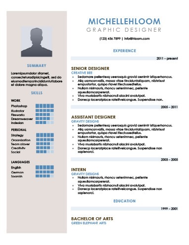 Sidebar Professional Graphic Designer Resume Sample