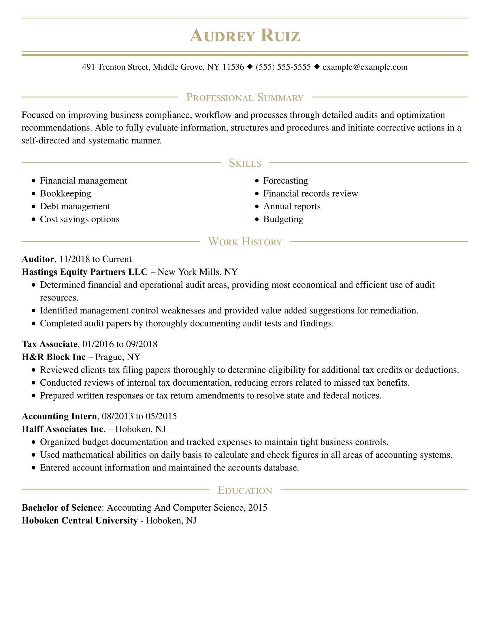 Qualified accounting intern resume template