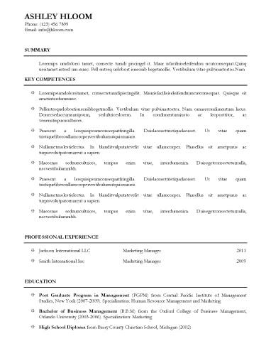 Qualified Marketing Manager Resume Example