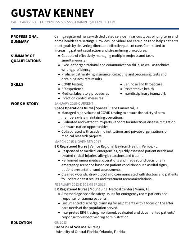 registered nurse resume ideas