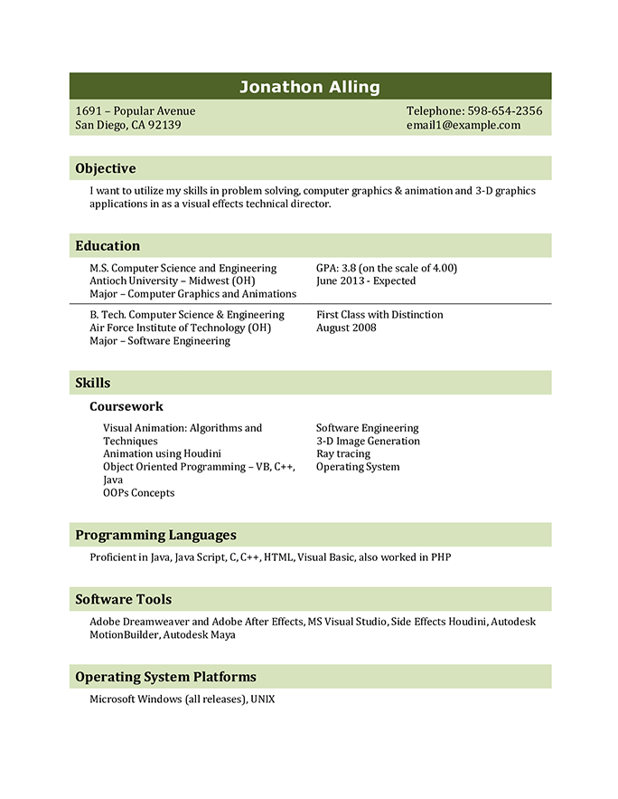 Resume Template For Fresh Graduate from www.hloom.com