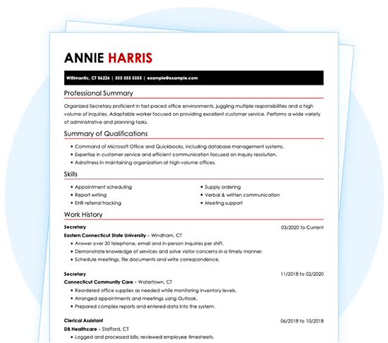 Secretary Resume Template