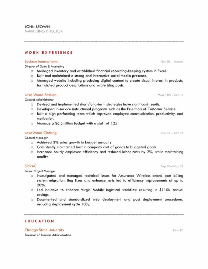 Senior Director Sales and Marketing Resume Template