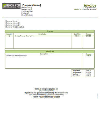 25 free service invoice templates billing in word and excel