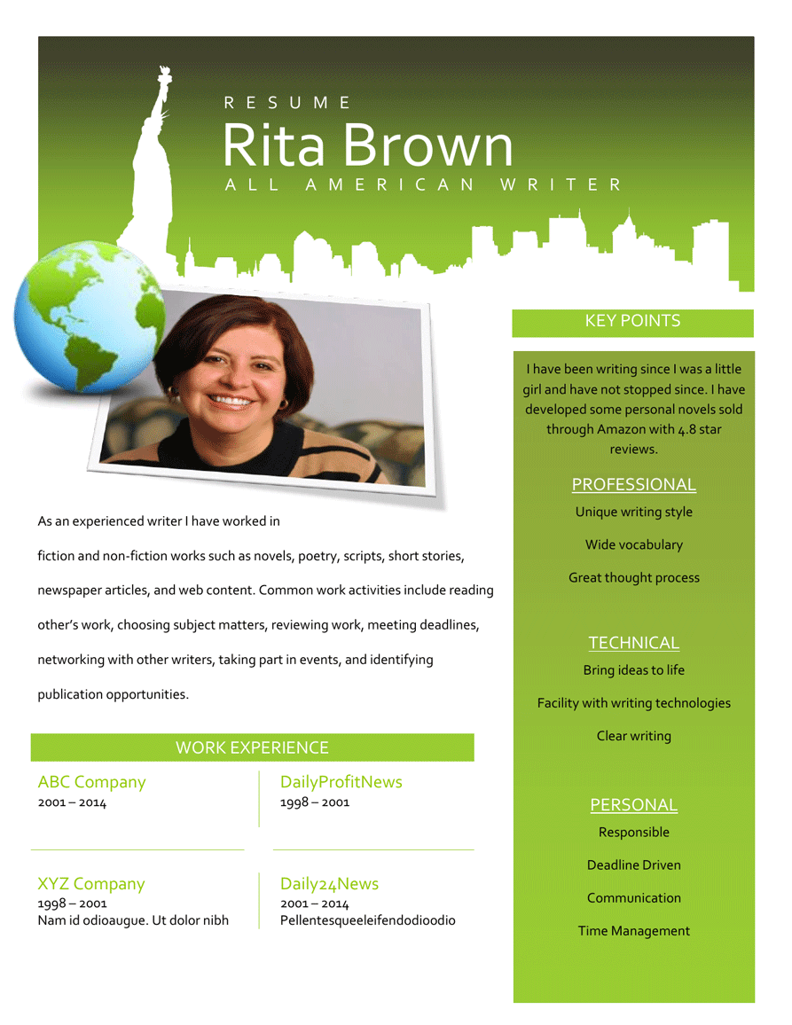 Transatlantic-America-New York resume template