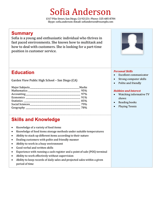 
resume examples hobbies and interests