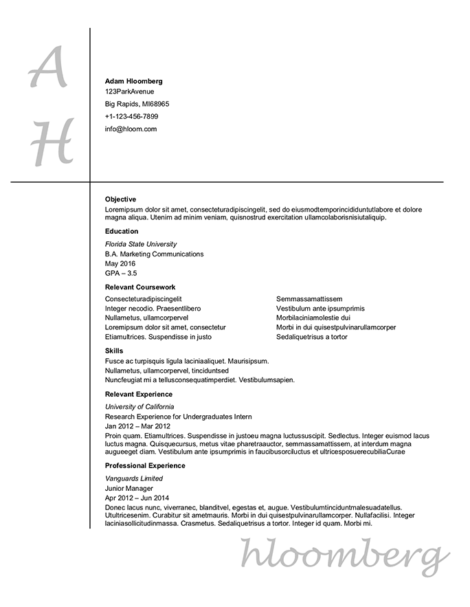 Graduate Resume Template from www.hloom.com